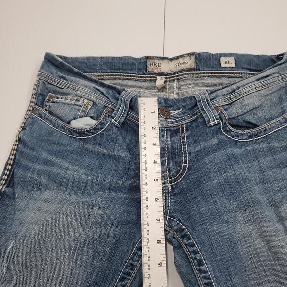 Y2K BKE Stella Jeans Low Rise Womens 30L Long Blue Slim Boot Bootcut Distressed - Picture 8 of 13